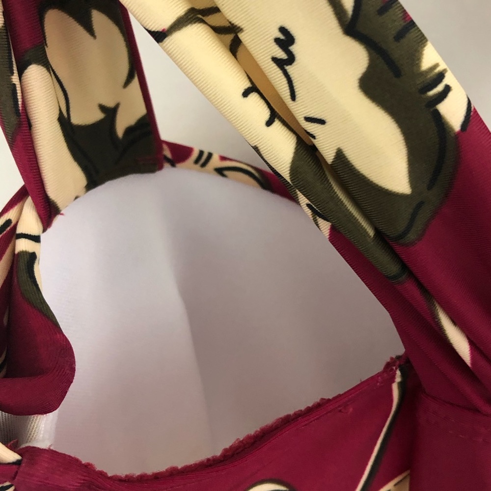 Cocopear Red Floral Cross Back Summer Swimwear M - Picture 8 of 11